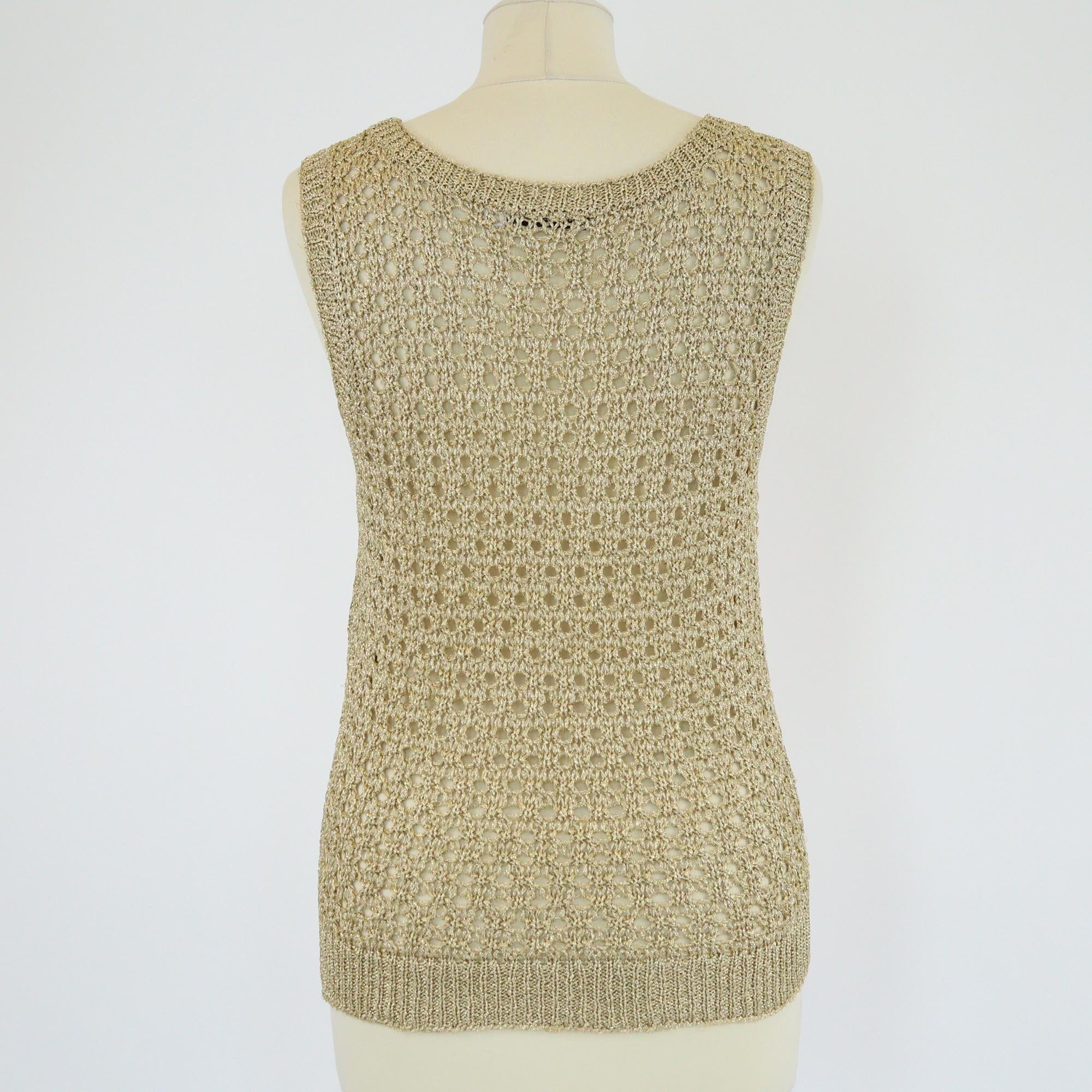 Christian Dior Gold Crochet Tank Top Womens Christian Dior 