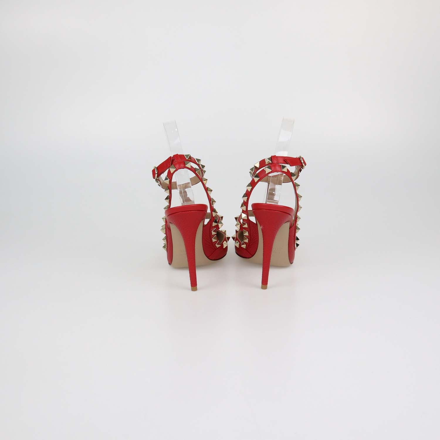 Valentino Red Leather Rockstud Caged Pumps