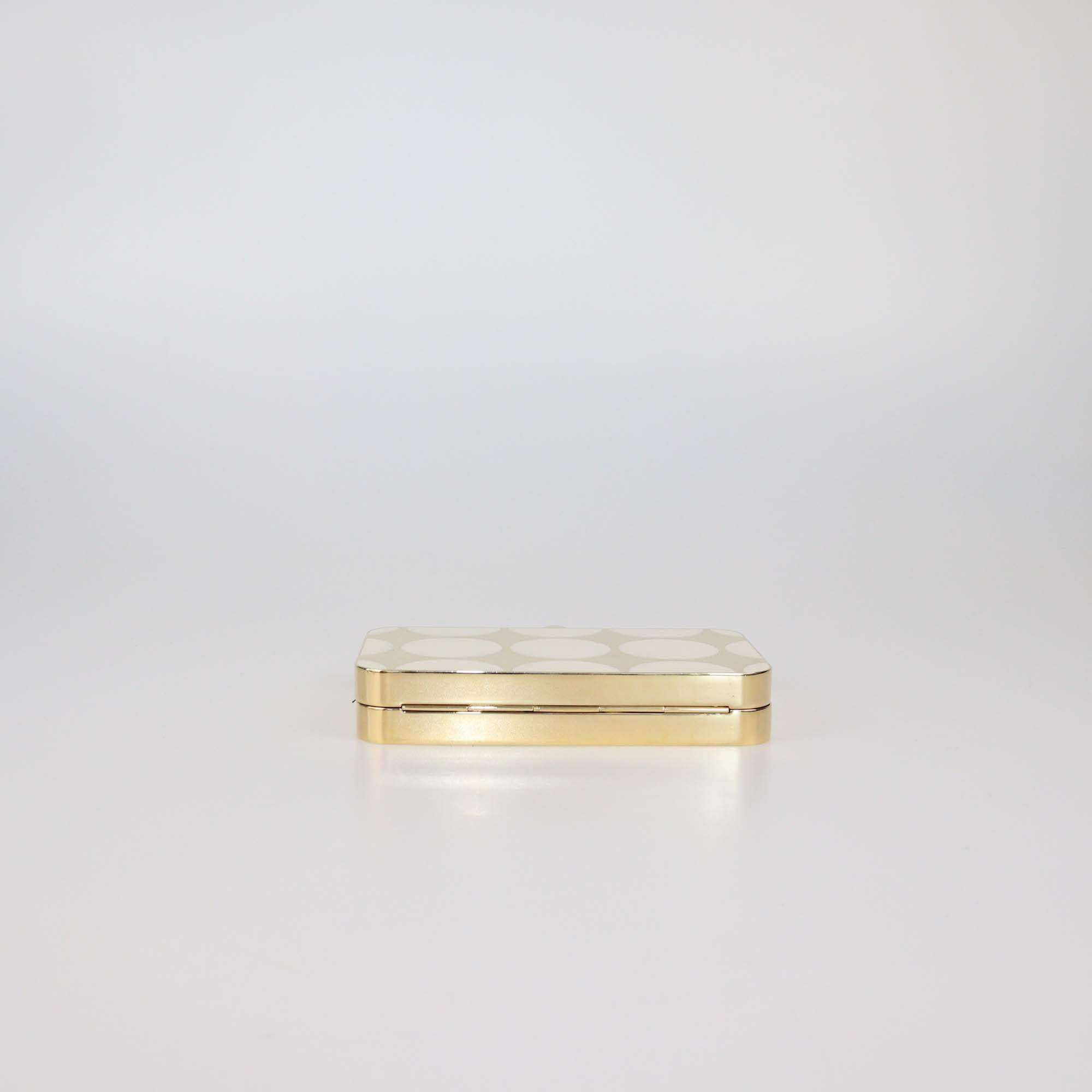 Manolo Blahnik Gold/Ivory Gold Tone Metal & Enamel Mina Chain Box Clutch