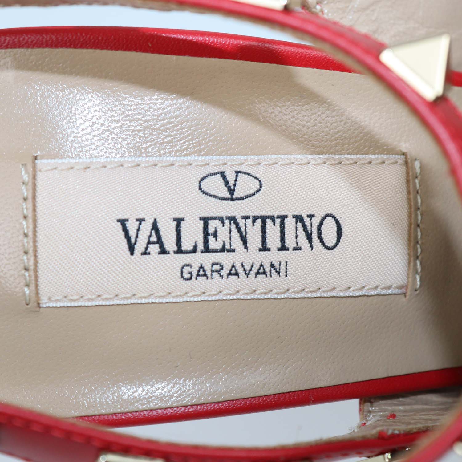 Valentino Red Leather Rockstud Caged Pumps