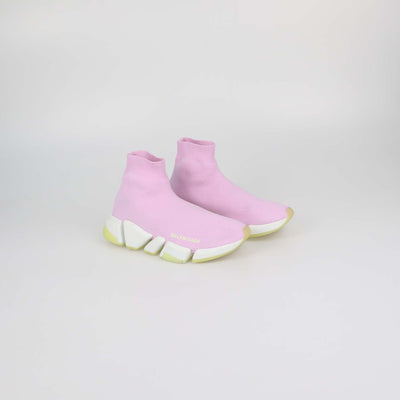 Balenciaga Pink Knit Speed Trainer Sneakers
