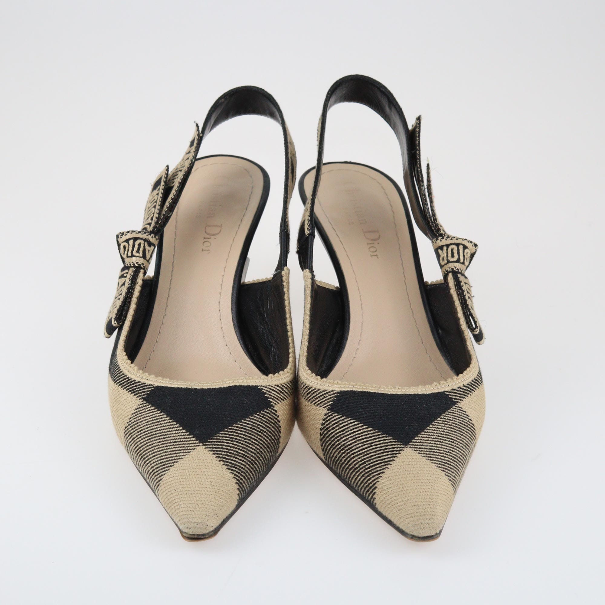Dior Beige/Black J'Dior Checkered Slingback Pumps Shoes Dior 