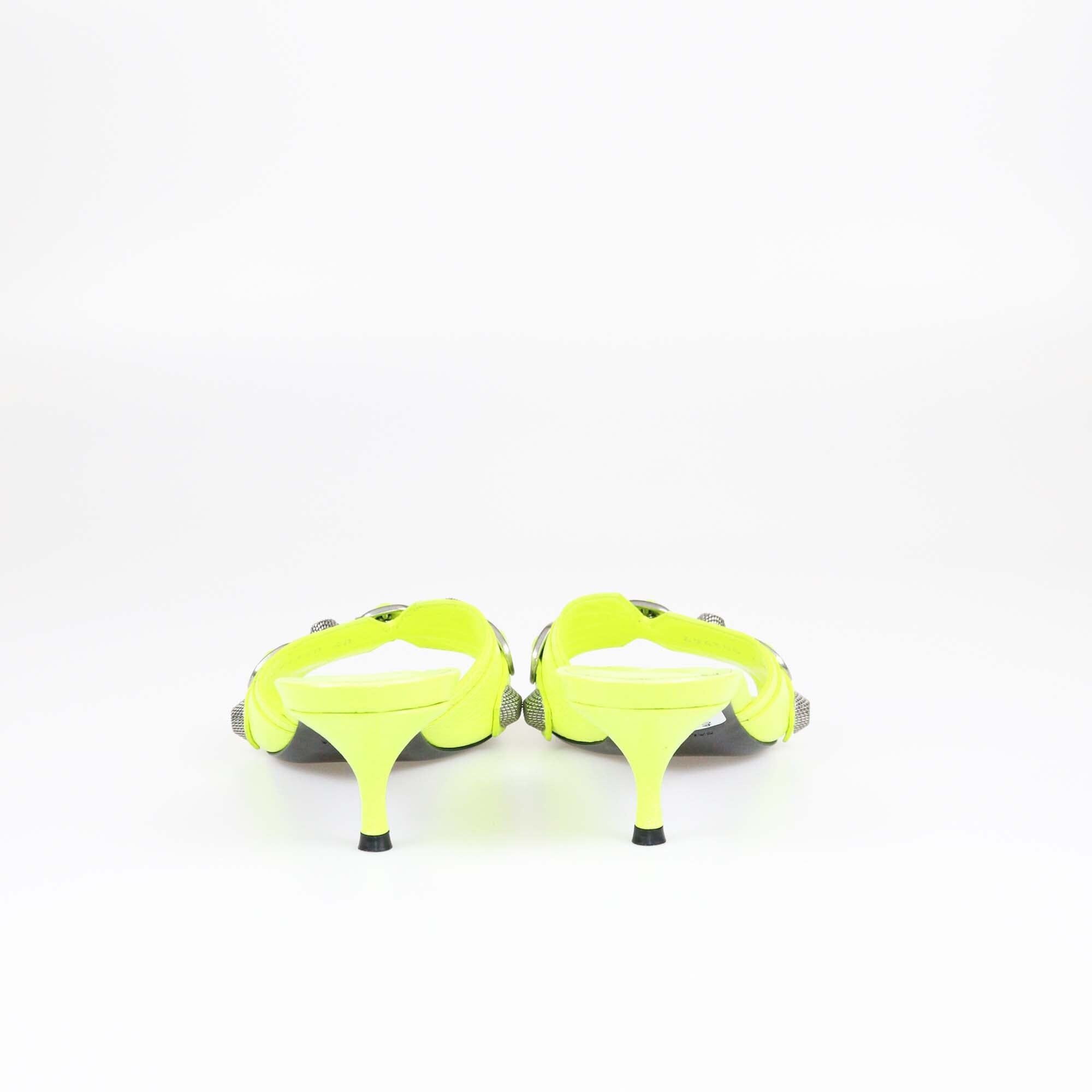 Balenciaga Neon Yellow Le Cagole Slide Sandals Womens Balenciaga 