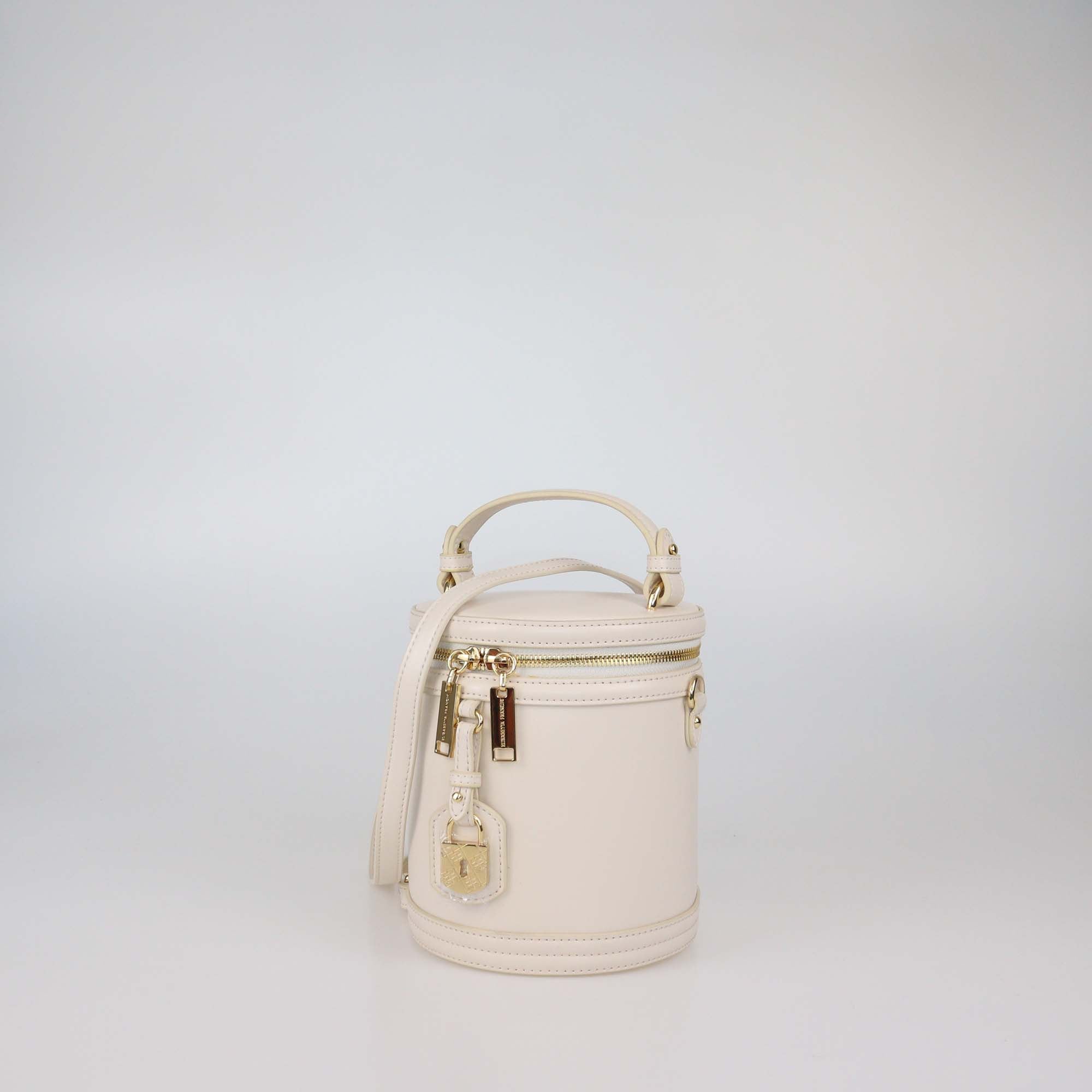 Elisabetta Franchi Off White Faux Leather Padlock Vanity Bag