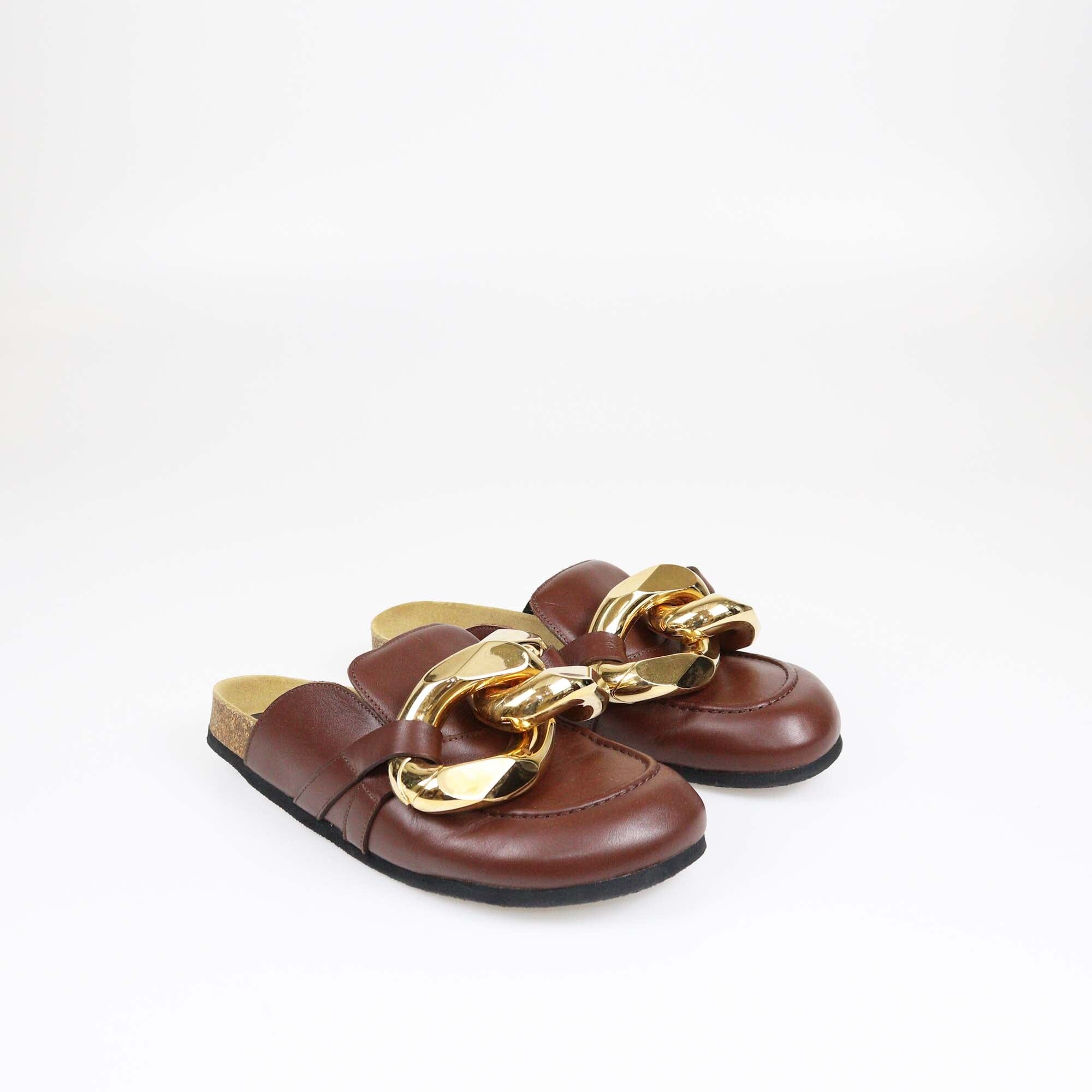 JW Anderson Brown Chain Loafers Mules Womens JW Anderson 