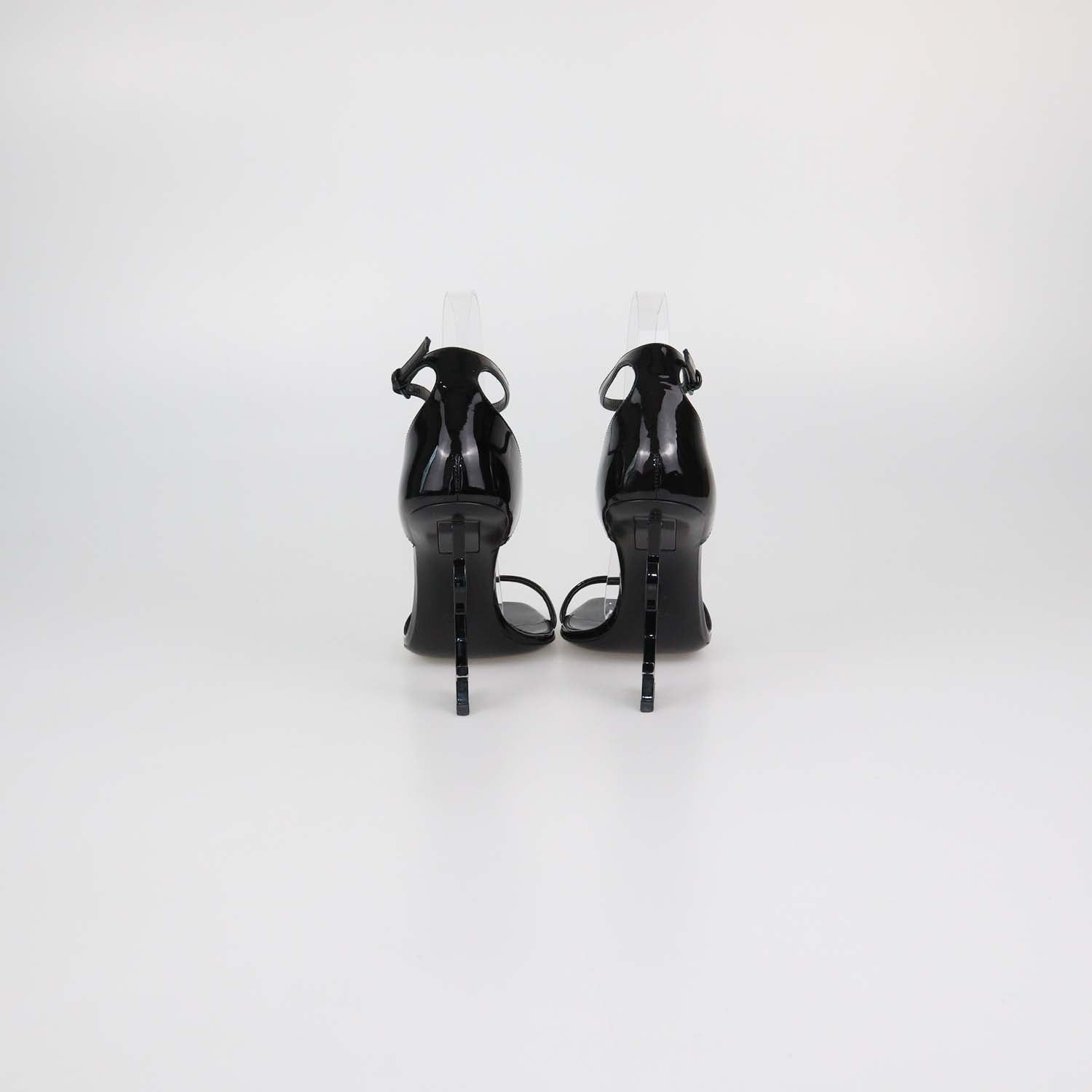 Saint Laurent Black Patent Leather Opyum Ankle Strap Sandals