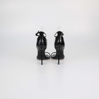 Saint Laurent Black Patent Leather Opyum Ankle Strap Sandals