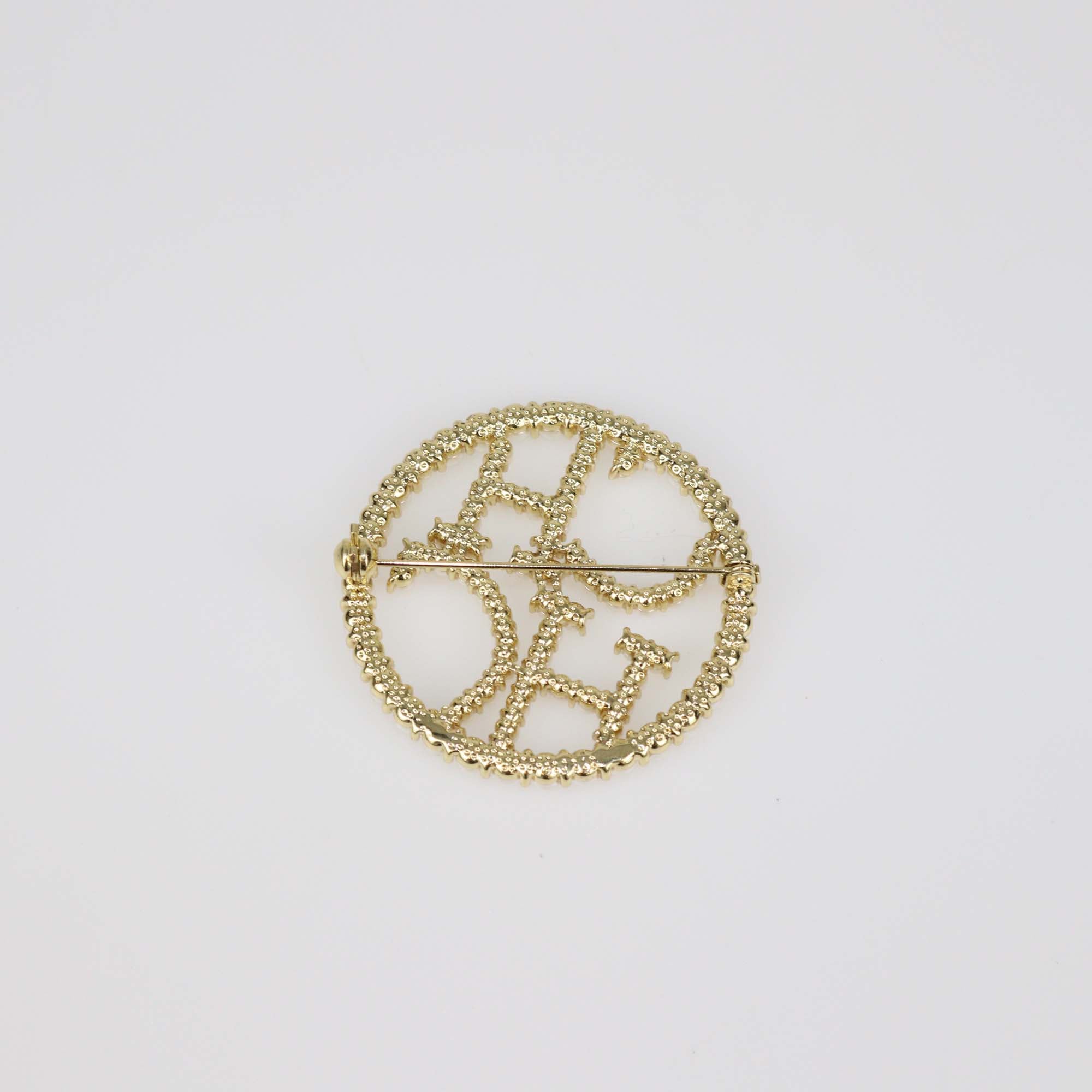 Carolina Herrera Faux Pearl Gold Tone Metal Brooch