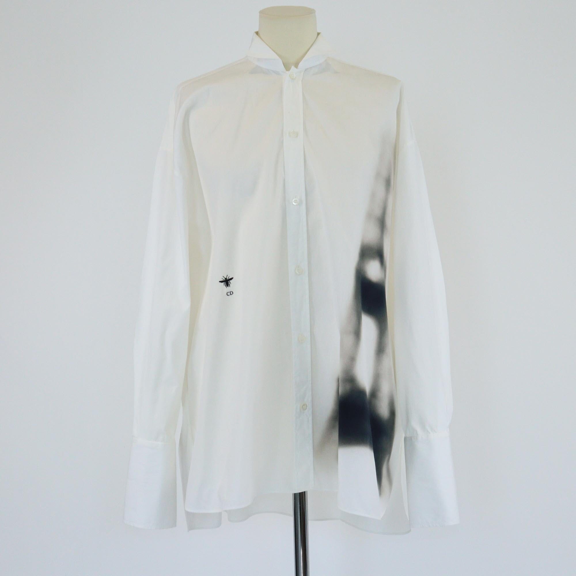 Christian Dior White Pleated Poplin Long Blouse Womens Christian Dior 