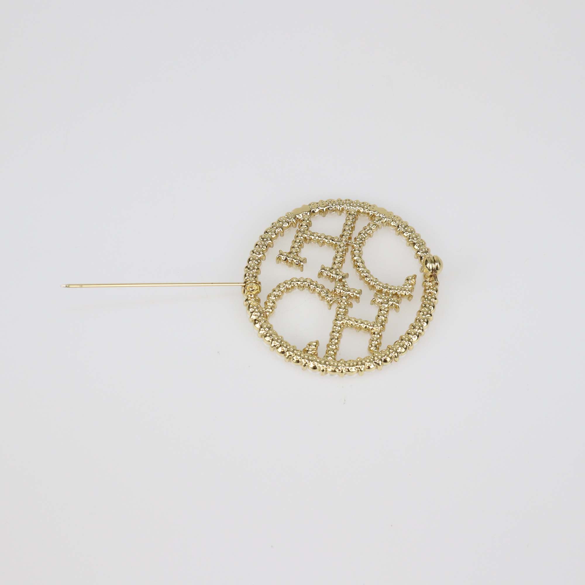 Carolina Herrera Faux Pearl Gold Tone Metal Brooch