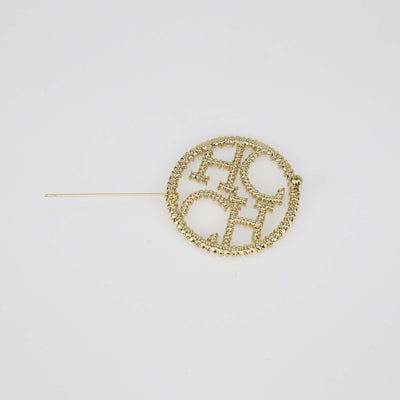 Carolina Herrera Faux Pearl Gold Tone Metal Brooch