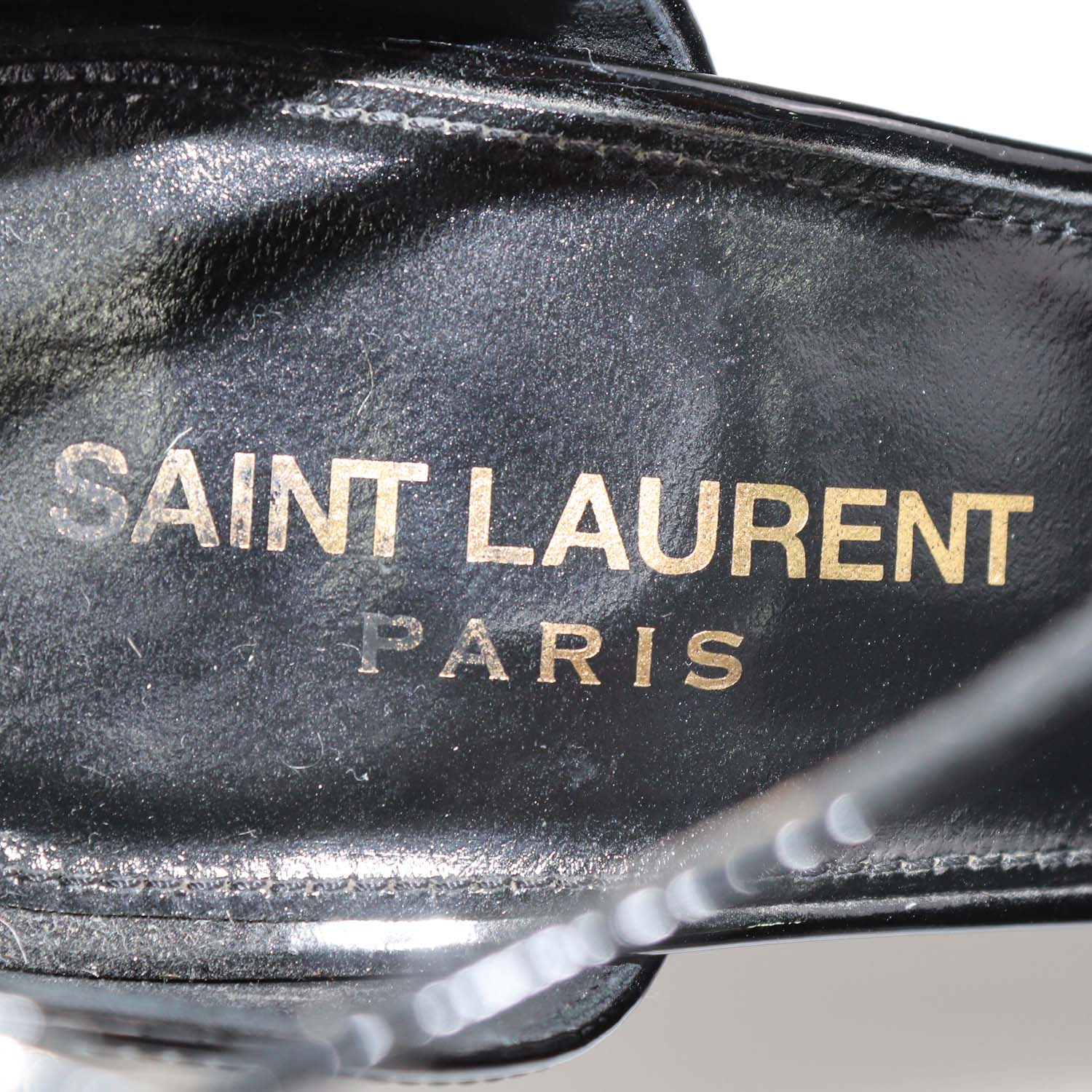 Saint Laurent Black Patent Leather Opyum Ankle Strap Sandals