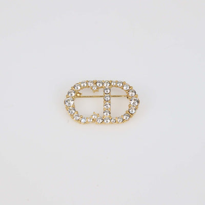 Christian Dior Clair D Lune Crystal Gold Plated Metal Brooch