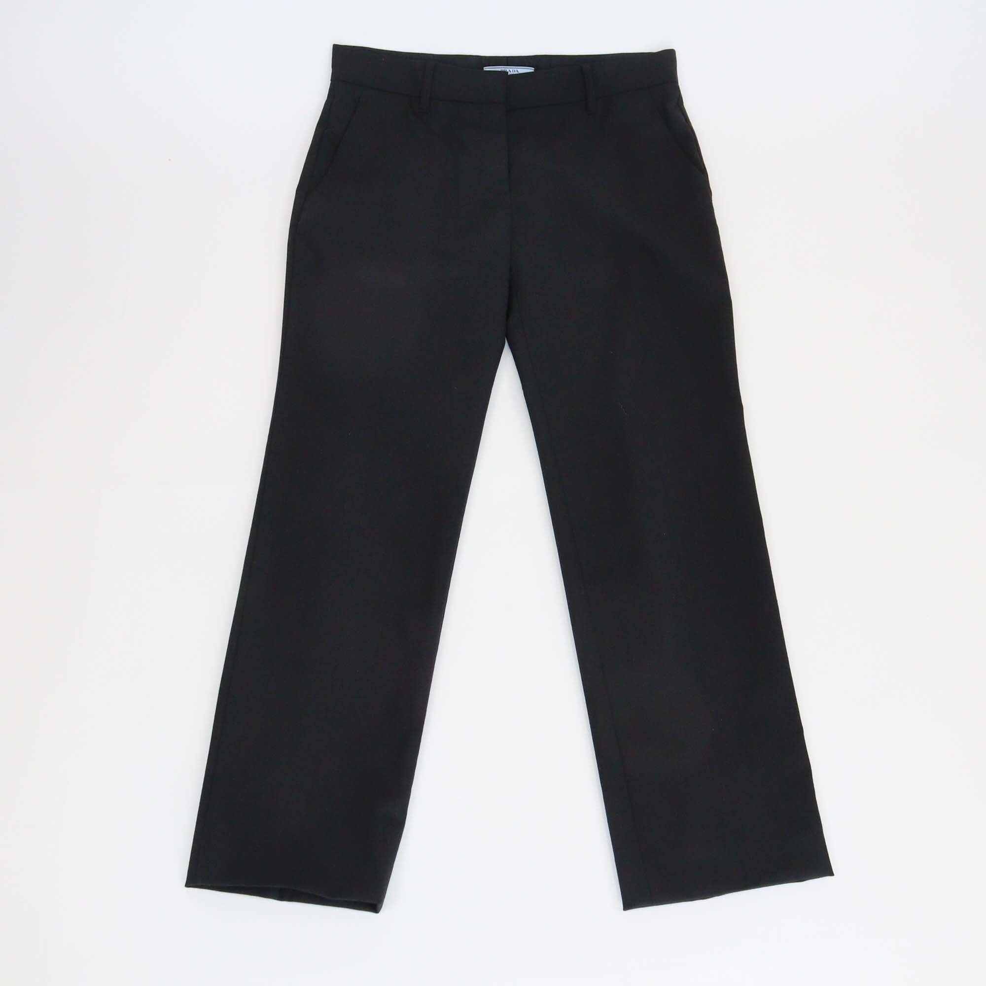 Prada Black Formal Gabardine Straight Cut Trousers Womens Prada 
