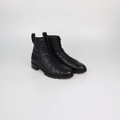 Jimmy Choo Black Leather Lace Up Cruz Ankle Boots