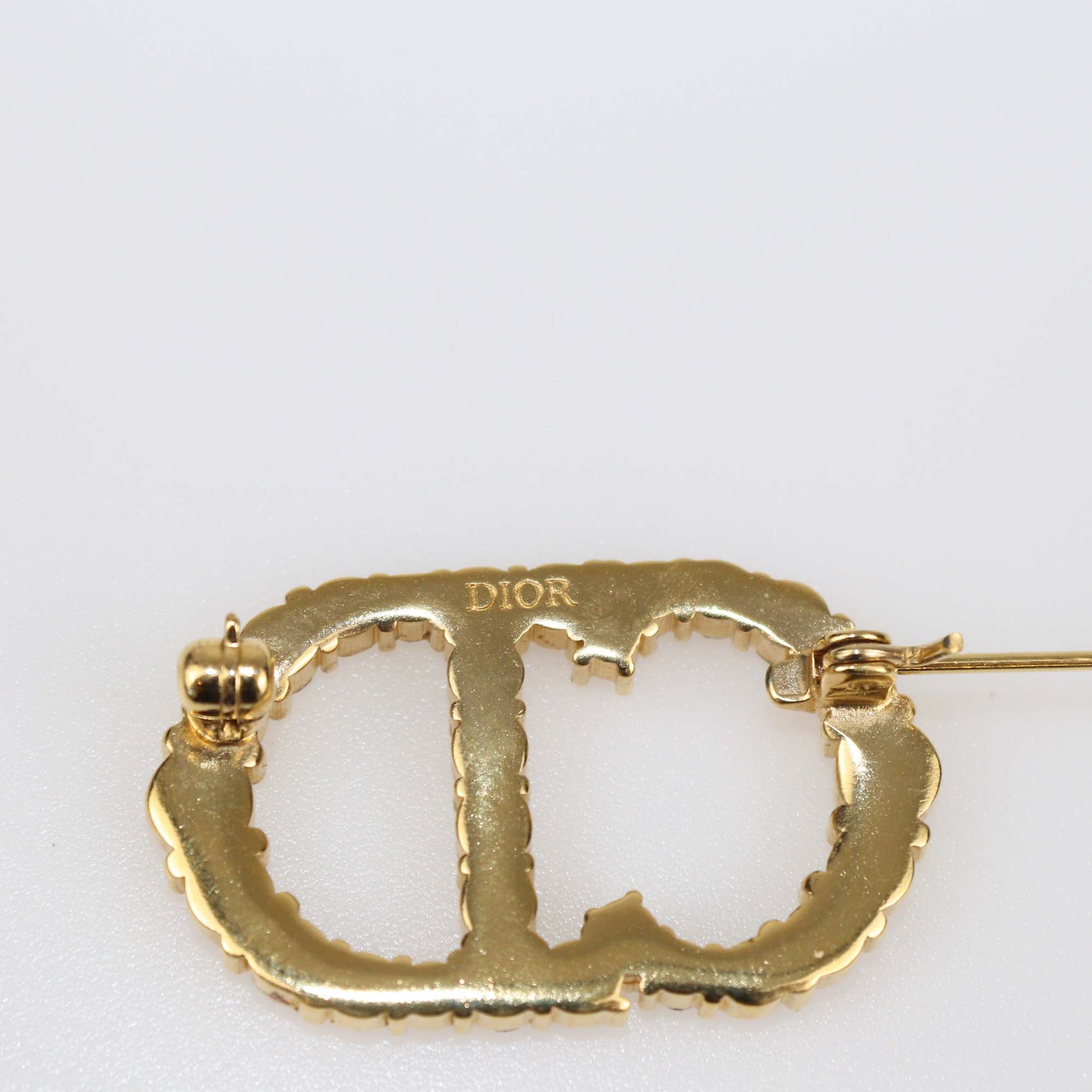 Christian Dior Clair D Lune Crystal Gold Plated Metal Brooch