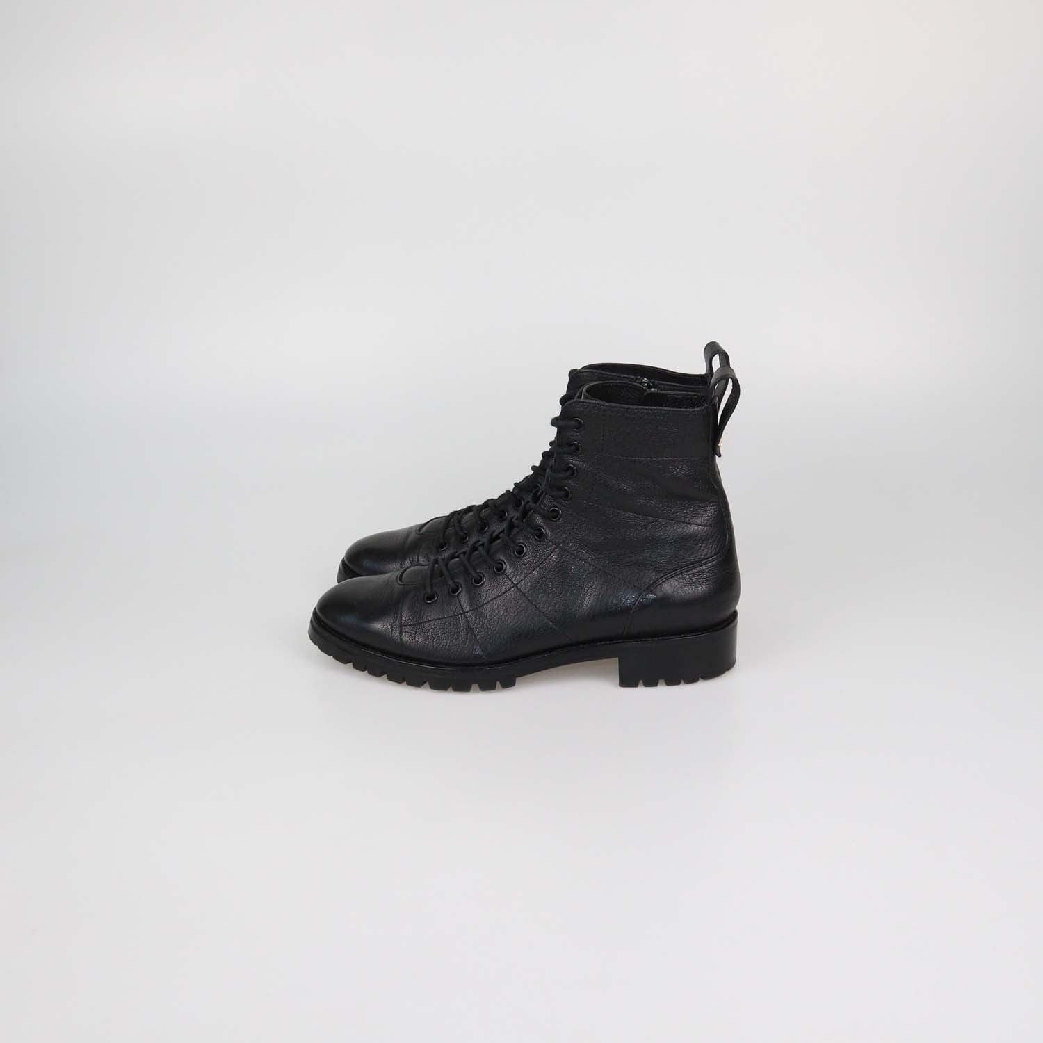 Jimmy Choo Black Leather Lace Up Cruz Ankle Boots