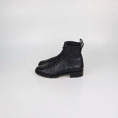 Jimmy Choo Black Leather Lace Up Cruz Ankle Boots