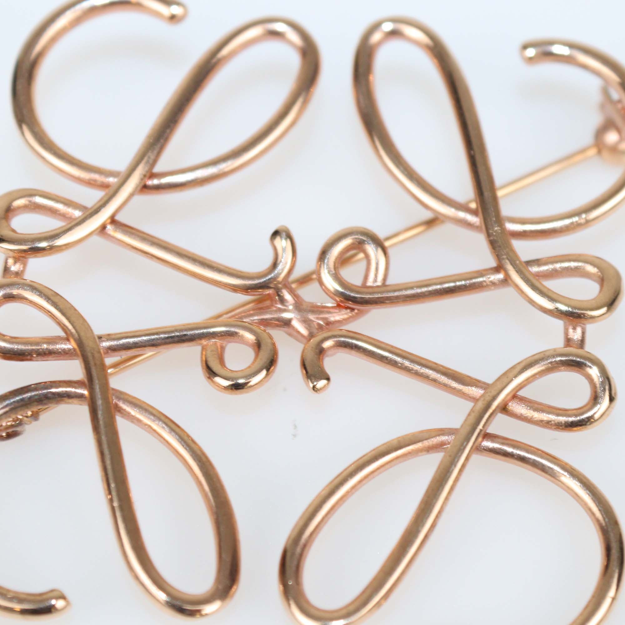 Loewe Rose Gold Tone Anagram Pin Brooch