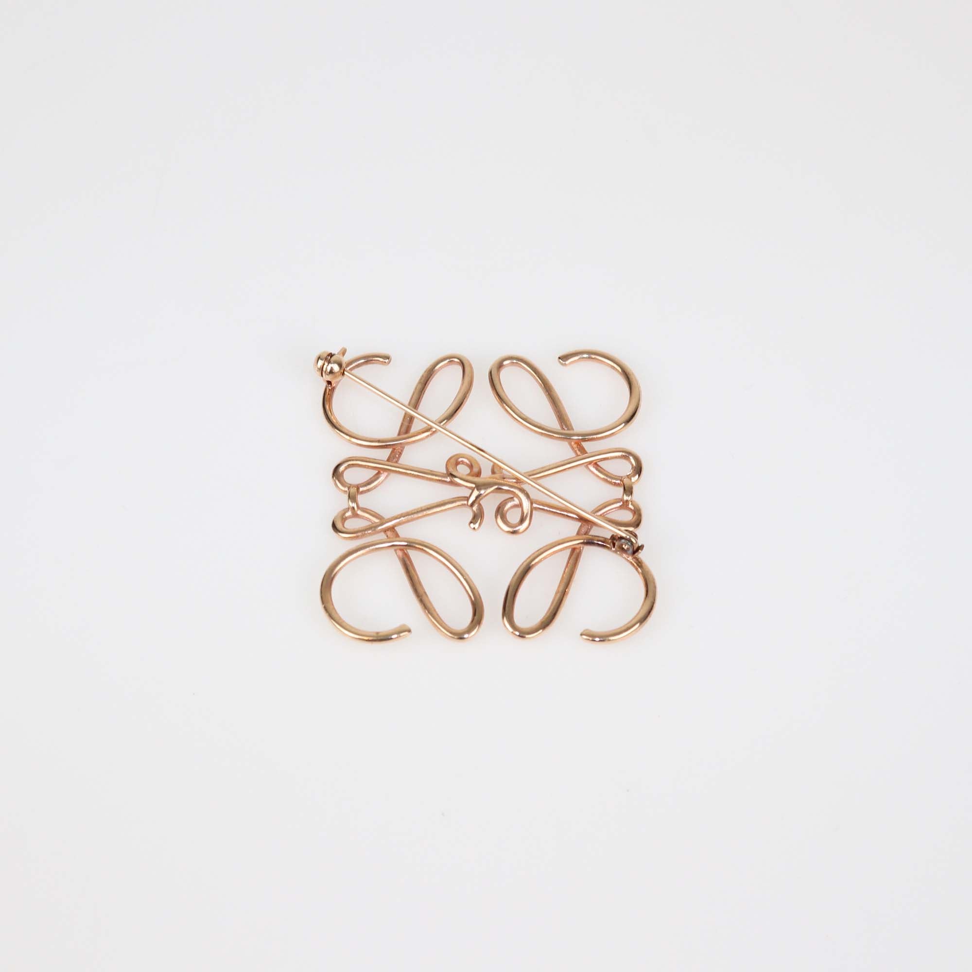 Loewe Rose Gold Tone Anagram Pin Brooch