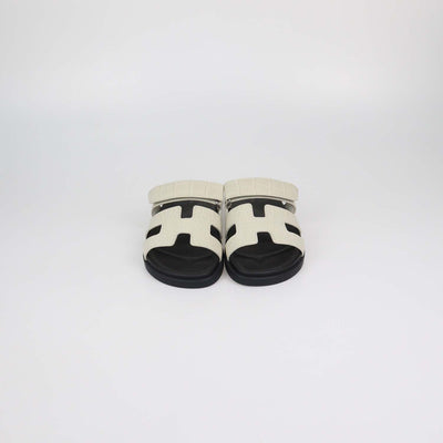 Hermes Beige Glaise Alligator Chypre Sandals