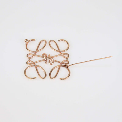Loewe Rose Gold Tone Anagram Pin Brooch