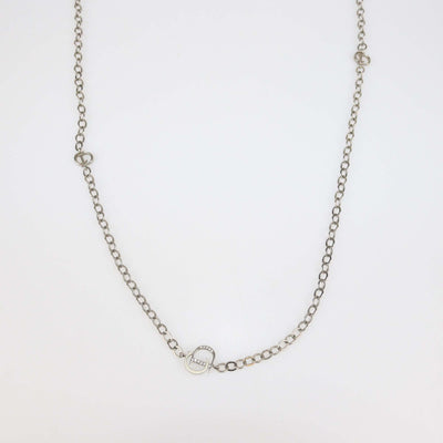 Christian Dior Silver Tone CD Crystal Long Chain Necklace