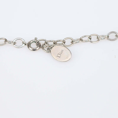 Christian Dior Silver Tone CD Crystal Long Chain Necklace