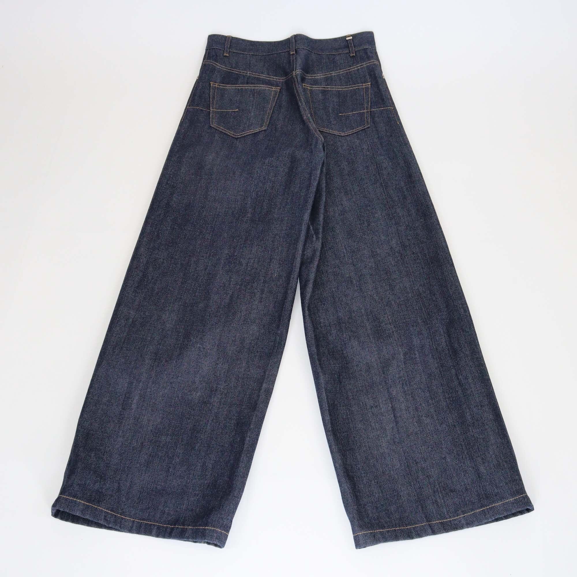 Christian Dior Dark Blue Denim High Waist Wide Leg Jeans Womens Christian Dior 