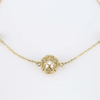 Carolina Herrera Faux Pearl Gold Tone Metal Chain Bracelet