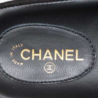 Chanel Black Leather CC Strap Flat Sandals