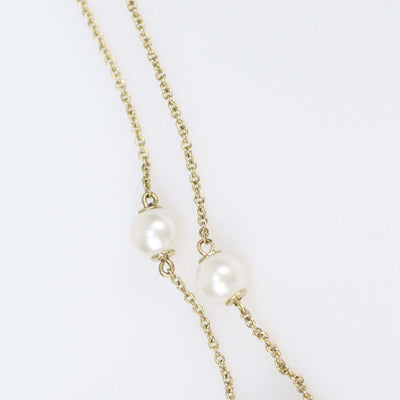Carolina Herrera Faux Pearl Gold Tone Metal Chain Bracelet