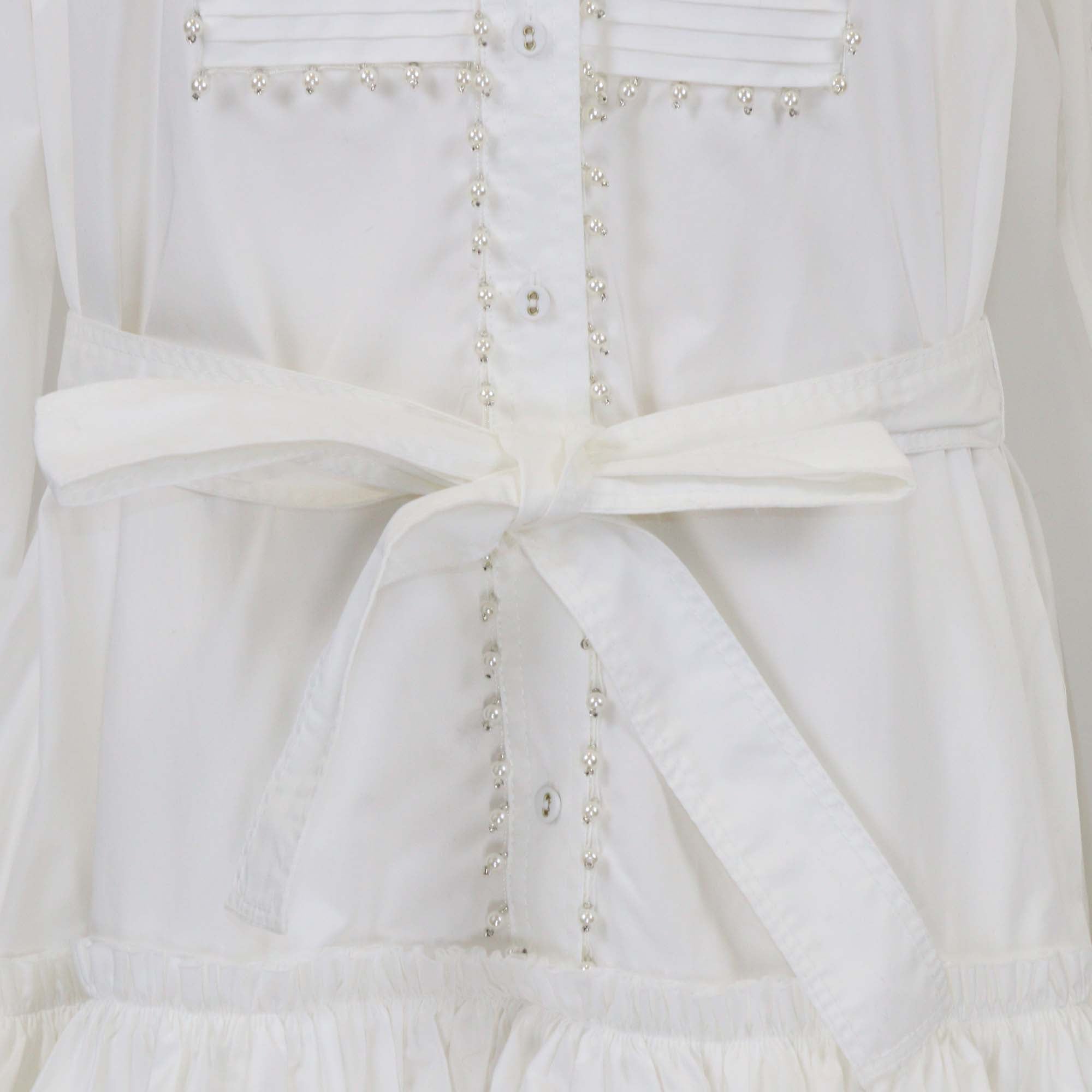 Aje Ivory Cotton Poplin Florence Pearl Trim Mini Dress