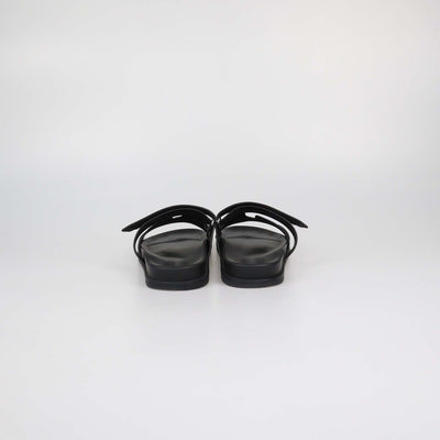 Hermes Black Leather Chypre Sandals