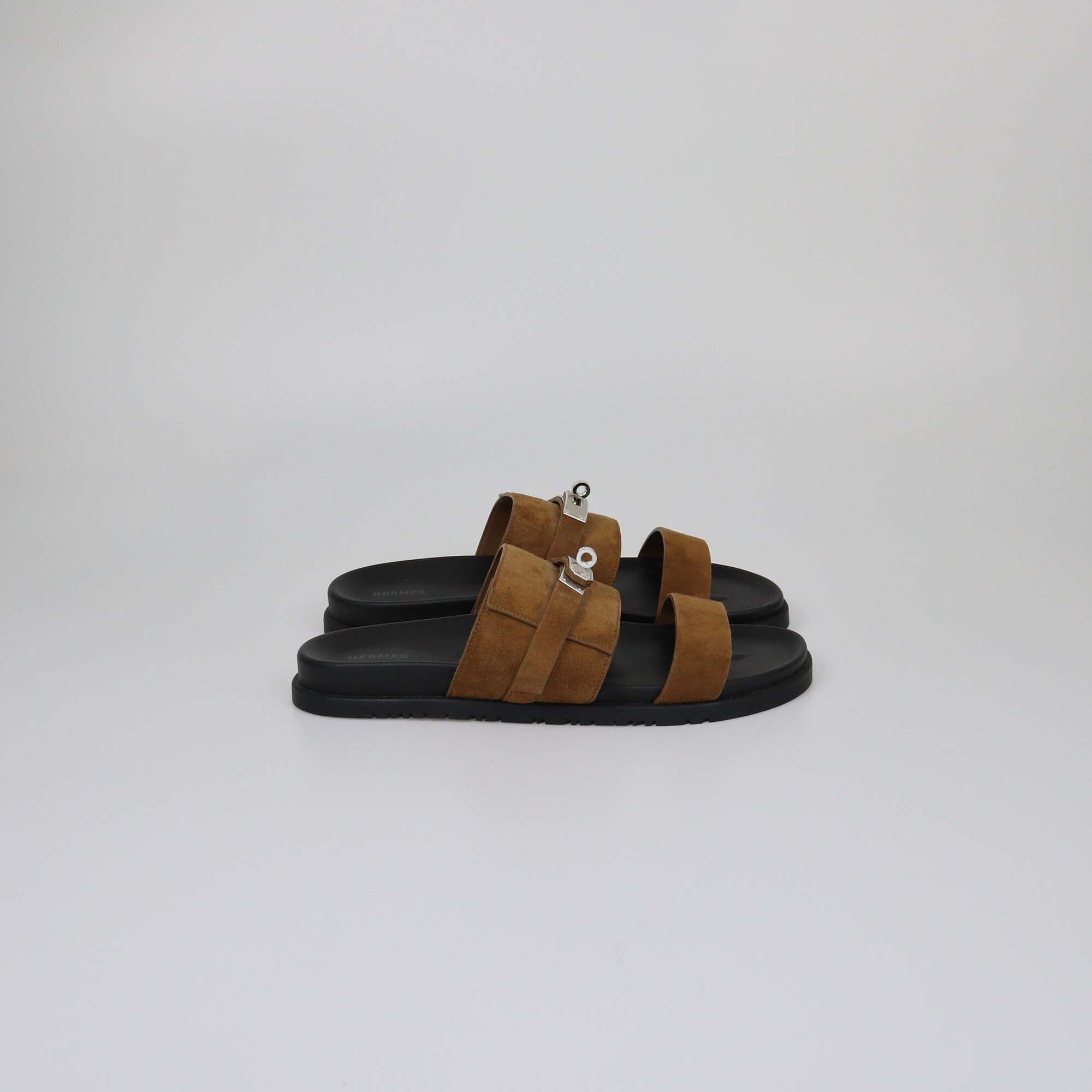 Hermes Brun Fume Jackson Sandals Mens Hermes 