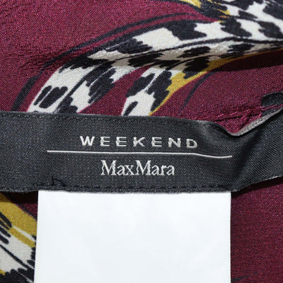 Weekend Max Mara Burgundy Silk Bird Print Zolfo Maxi Dress