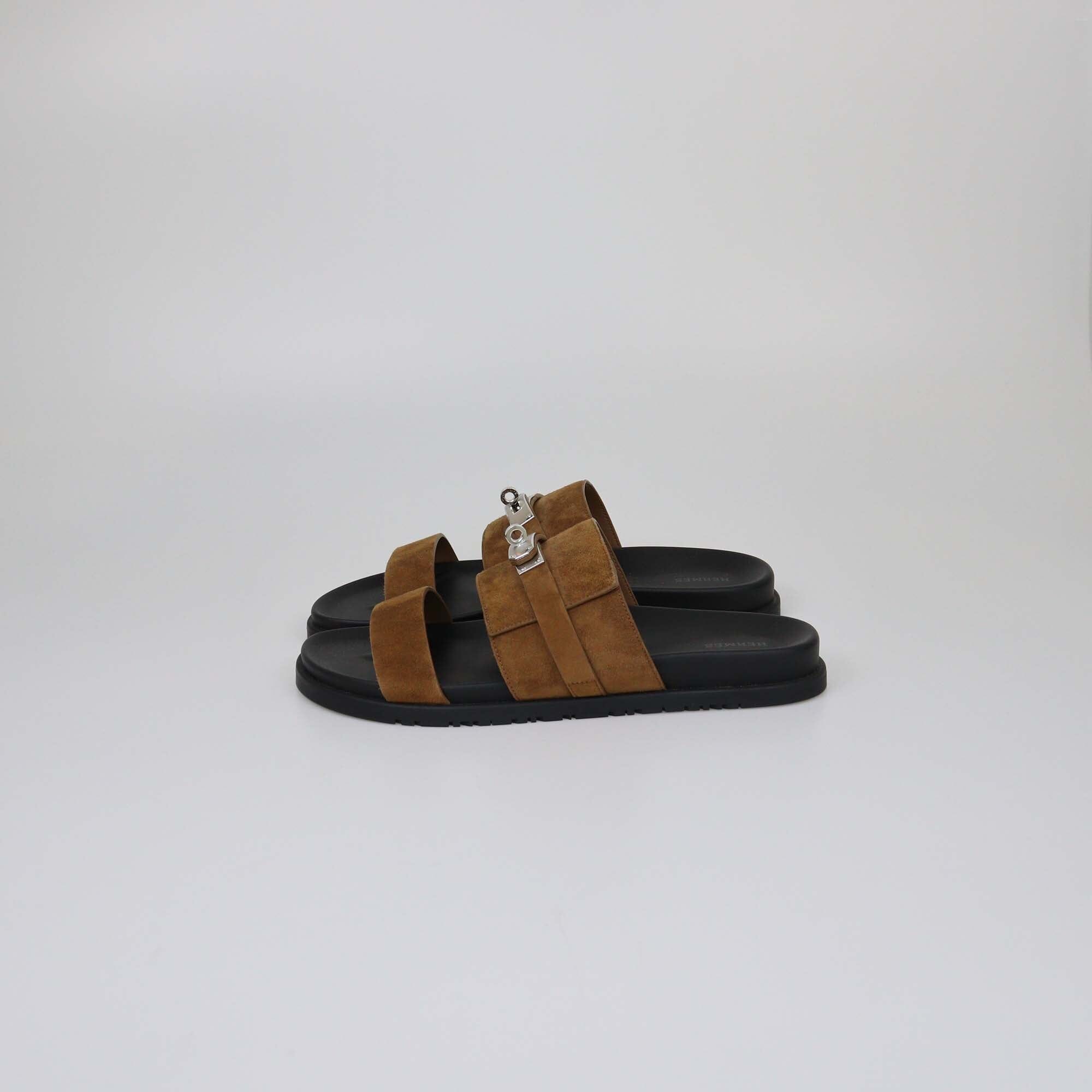 Hermes Brun Fume Jackson Sandals Mens Hermes 