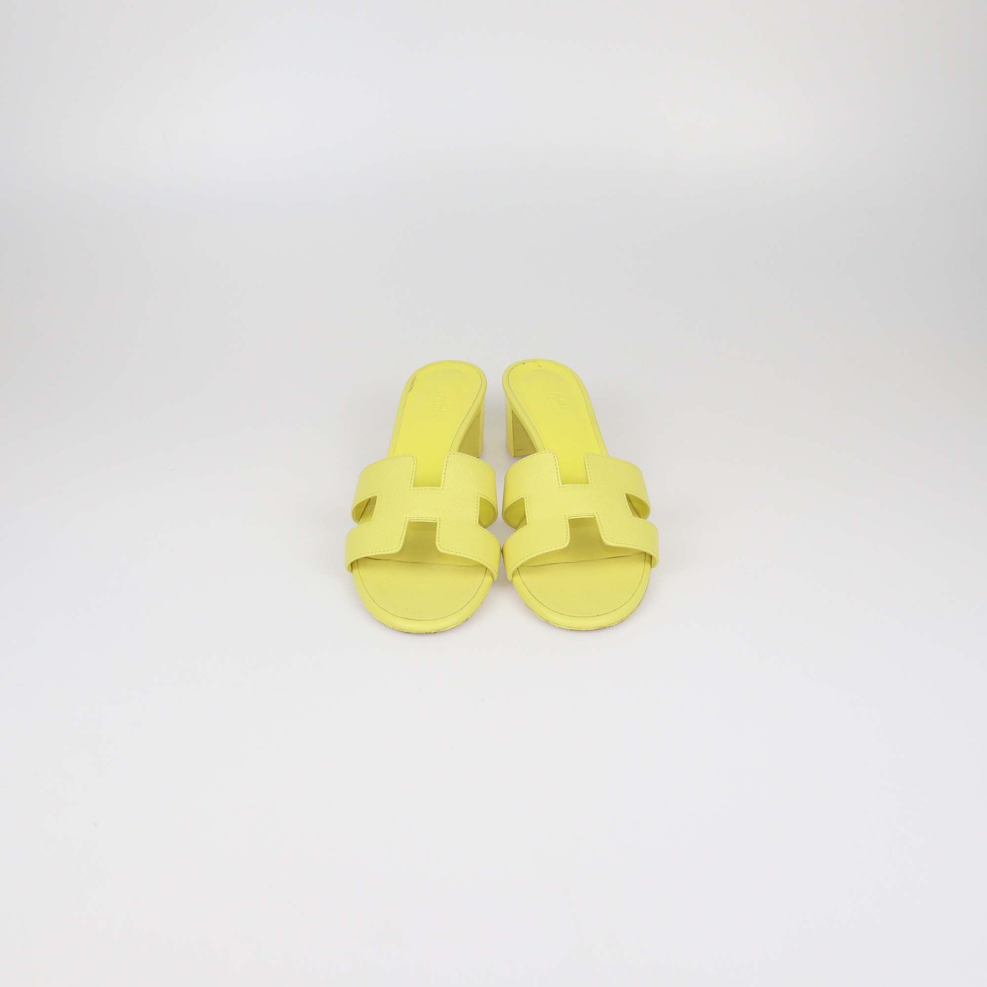 Hermes Yellow Epsom Leather Oasis Sandals