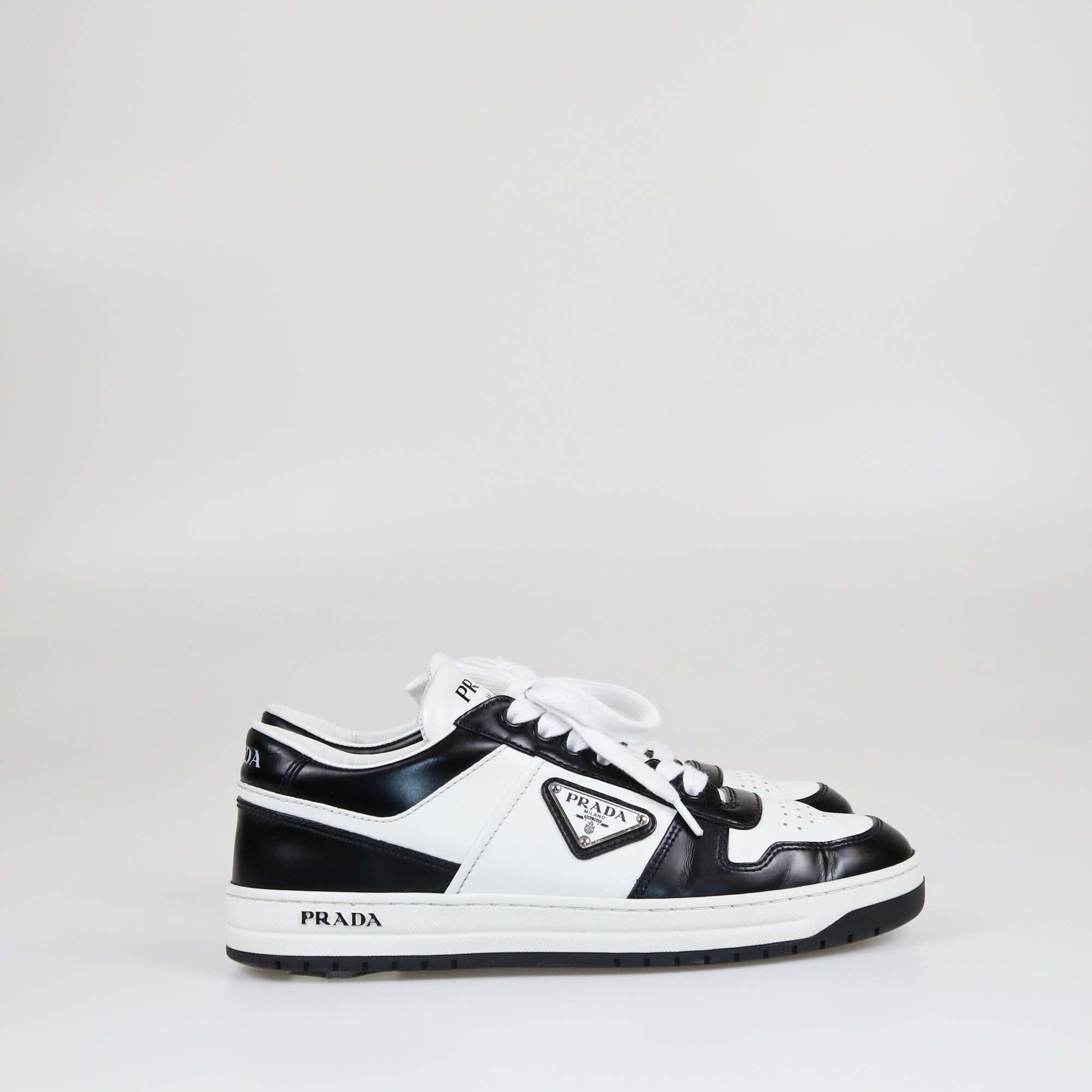 Prada Black/White Downtown Low Top Sneakers Womens Prada 