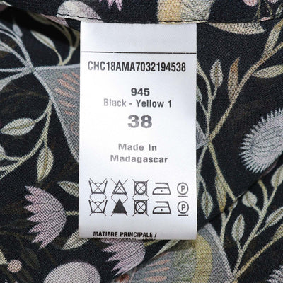 Chloe Black/Yellow Viscose Mystic Eye and Bohemian Print V Neck Midi Dress