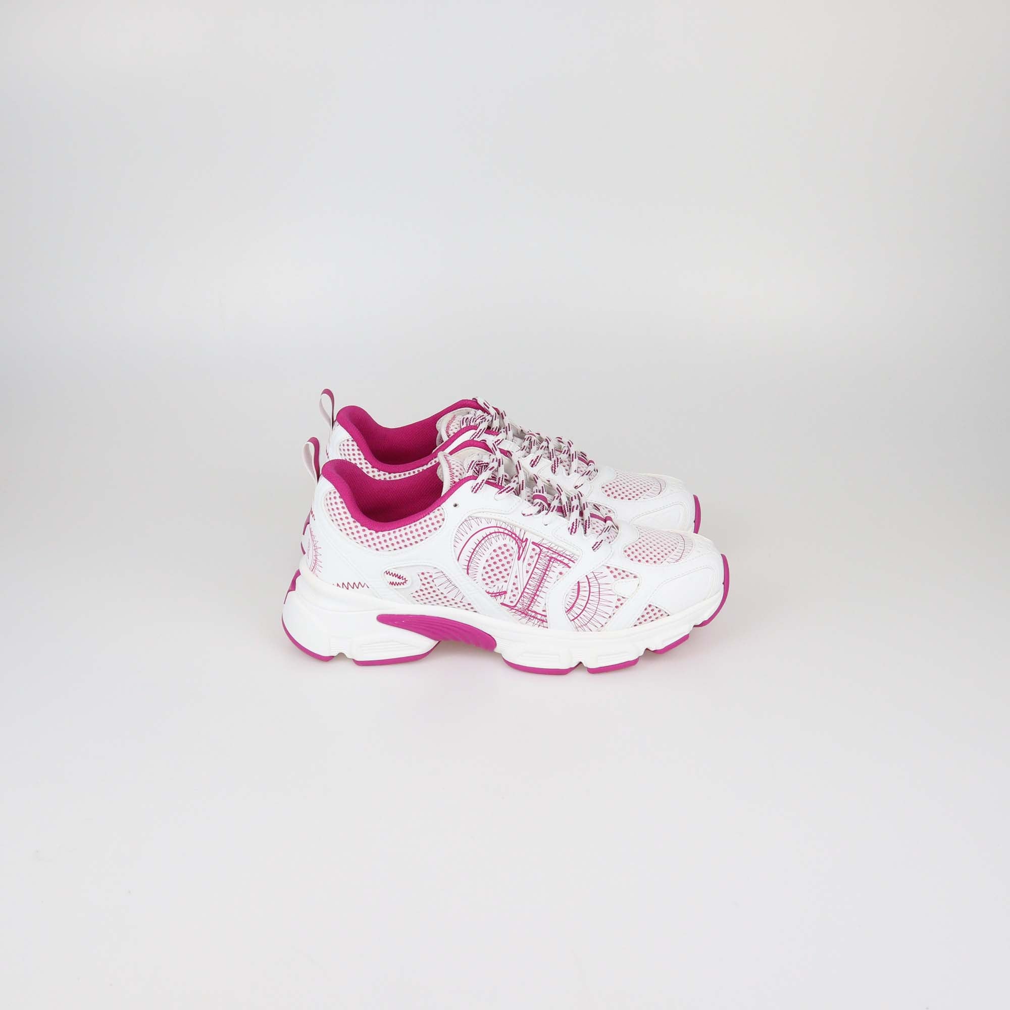 Christian Dior White/Pink Technical Mesh Dior Chrono Sneakers