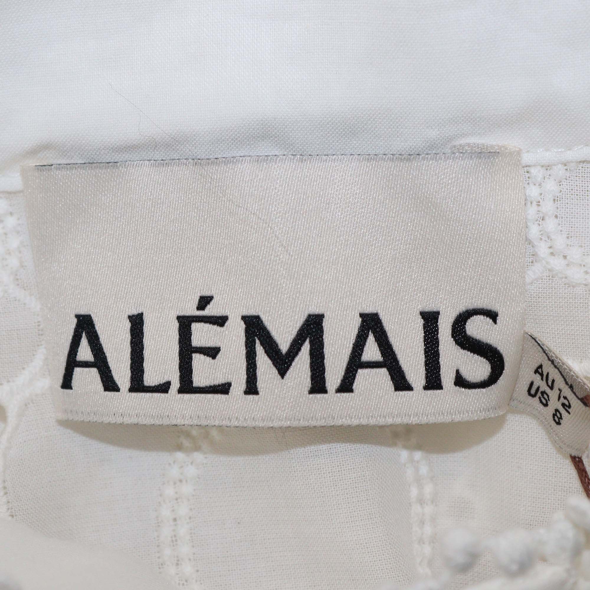 Alemais White Cotton Embroidered Evie Long Sleeve Mini Shirtdress