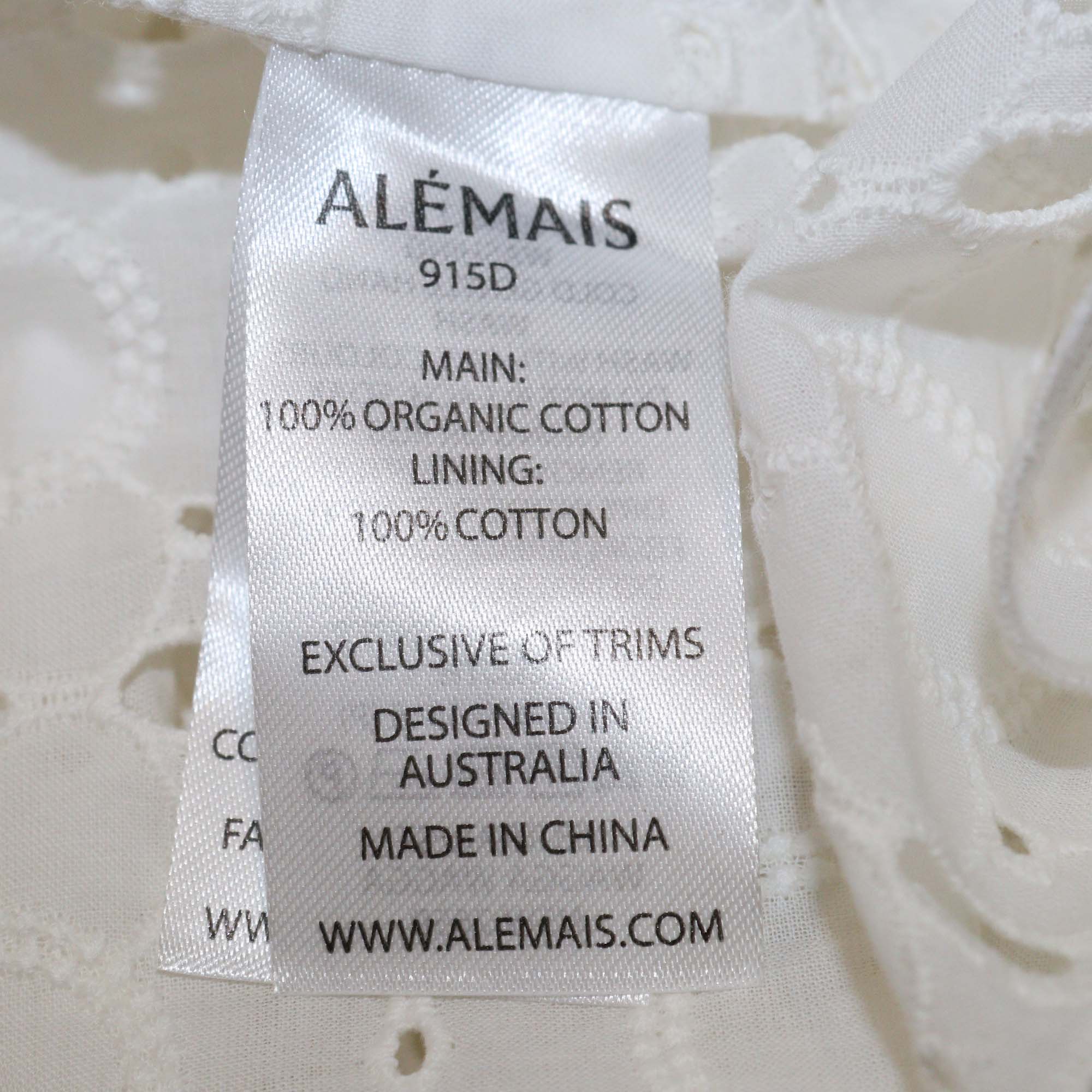 Alemais White Cotton Embroidered Evie Long Sleeve Mini Shirtdress