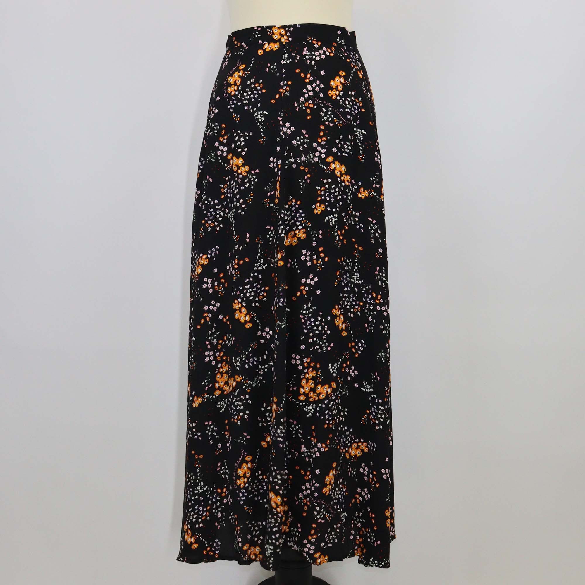 Zadig & Voltaire Black Multicolor Flower Print Viscose Judith Spark Midi Skirt