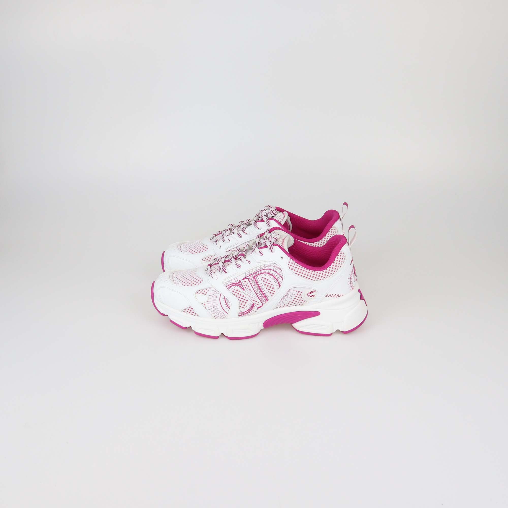 Christian Dior White/Pink Technical Mesh Dior Chrono Sneakers