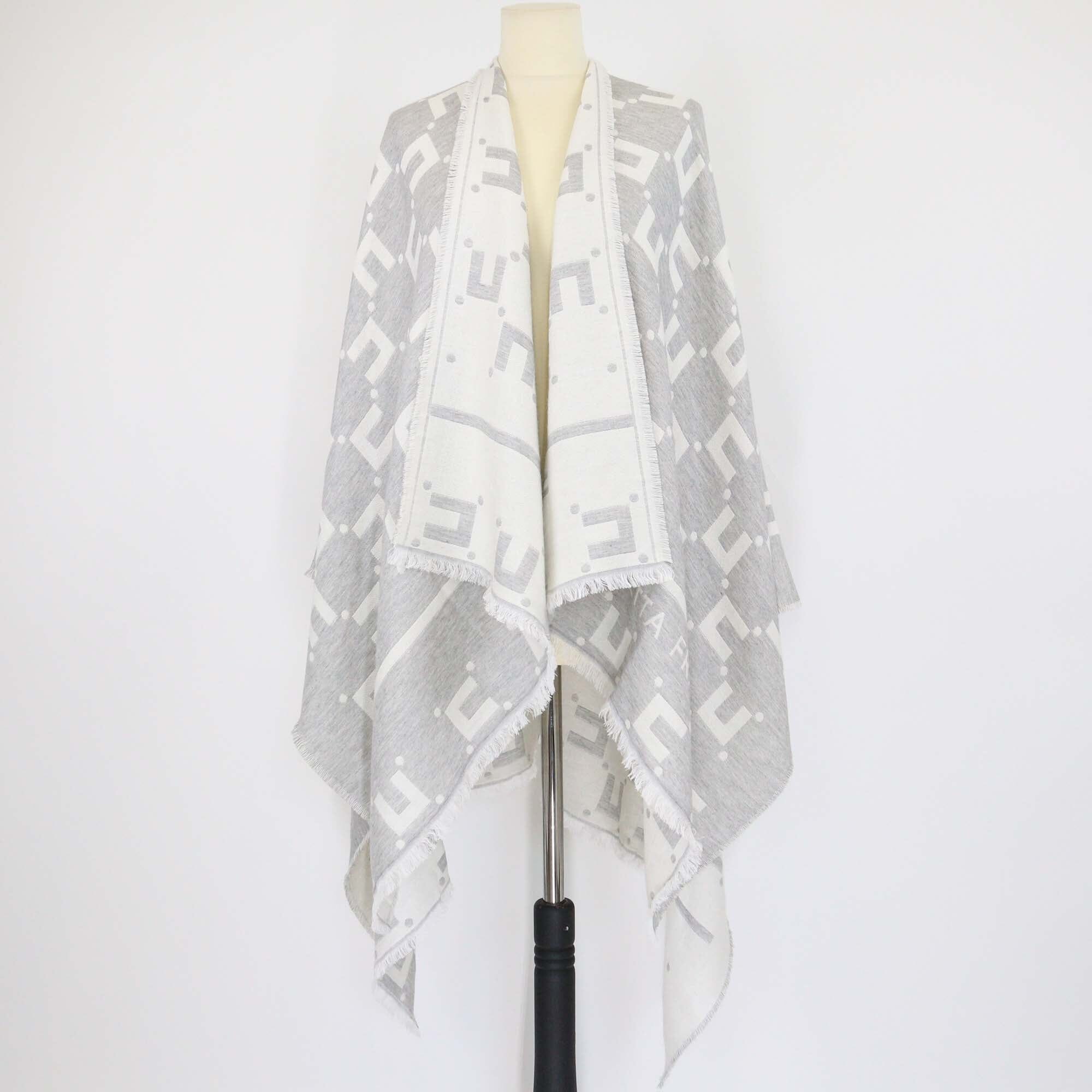 Elisabetta Franchi Grey Logo Jacquard Cape Womens Elisabetta Franchi 