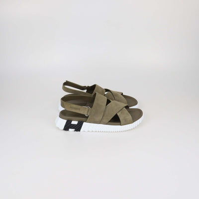 Hermes Green Suede Electric Sandals