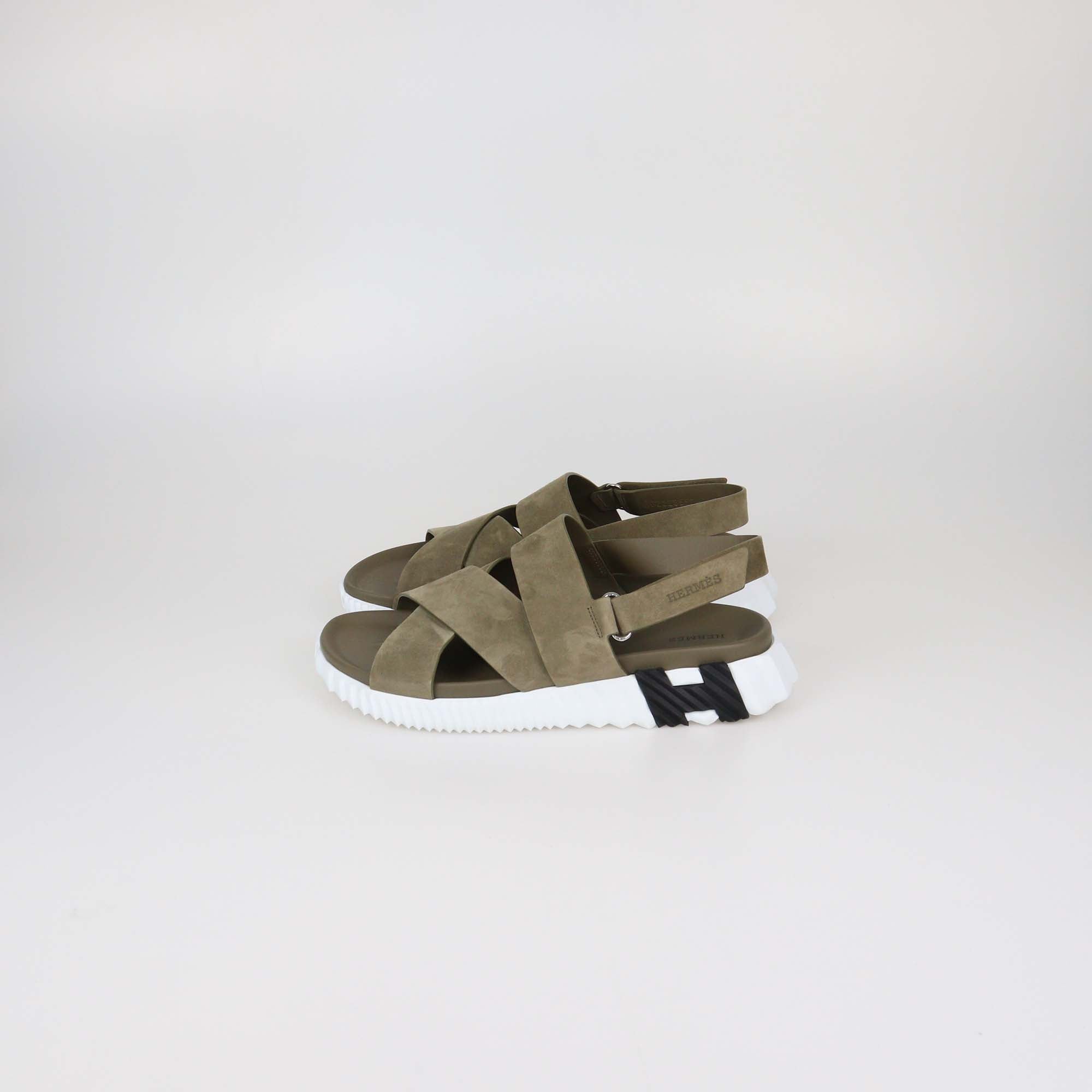 Hermes Green Suede Electric Sandals