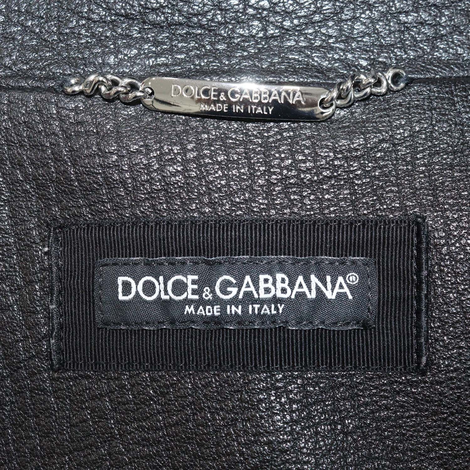 Dolce & Gabbana Black Leather Zip Pocket Jacket