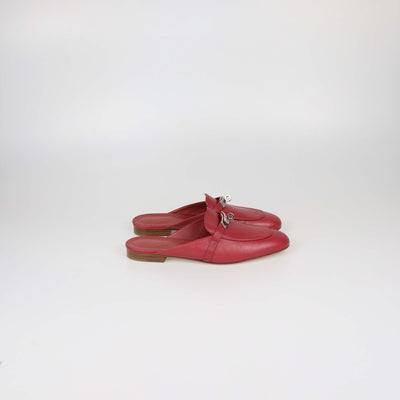 Hermes Red Leather Oz Mules